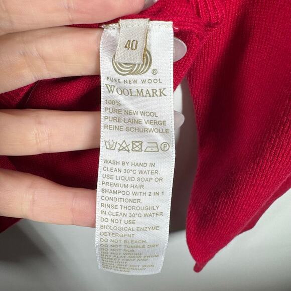 Munrospun Sweater Women Size 40 Red Long Sleeve Crew Neck 100% Pure New Wool - Picture 4 of 6